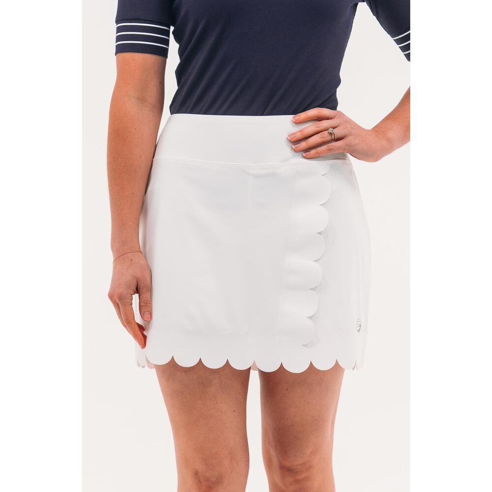 Foray Golf Scallop Hem Skirt White Medium Luxury Tennis Golf Country Club Skort